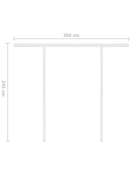 Käsitsi sissetõmmatav varikatus, 3x2,5 m, kollane/valge