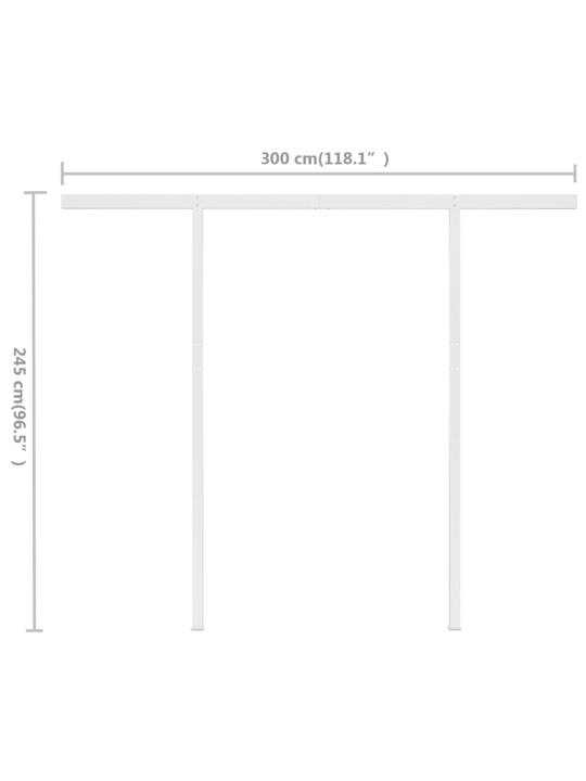 Käsitsi sissetõmmatav varikatus, 3x2,5 m, antratsiithall