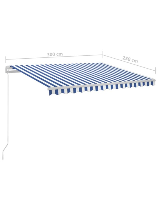 Automaatne varikatus, tuuleandur, led, 3x2,5 m sinine, valge