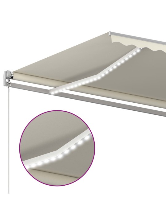 Automaatne varikatus LED ja tuuleandur 4,5 x 3 m kreemjas