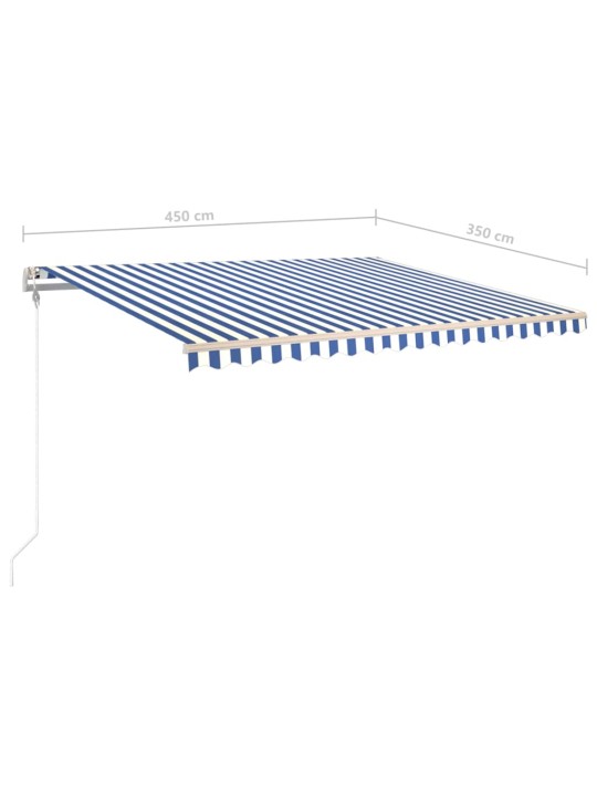 Käsitsi sissetõmmatav varikatus led´id, 4,5x3,5 m, sinine/valge