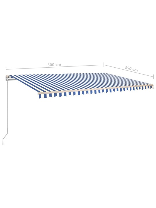 Automaatne varikatus, tuuleandur, LED, 5x3,5 m sinine, valge