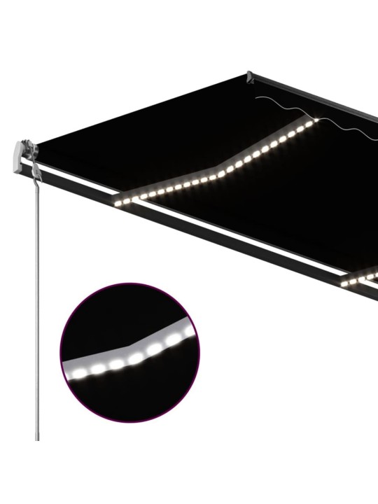 Käsitsi sissetõmmatav varikatus, LED, 3x2,5 m, antratsiithall