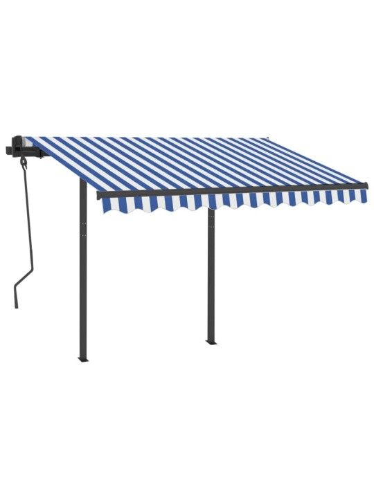 Automaatne varikatus, tuuleandur, LED, 3x2,5 m sinine, valge