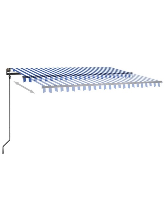 Automaatne varikatus LED ja tuuleandur 4,5x3 m sinine ja valge