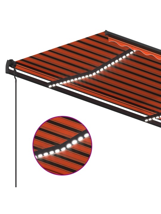 Automaatne varikatus, LED, tuuleandur, 4x3,5 m, oranž/pruun