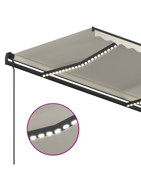 Automaatne varikatus, LED ja tuuleandur, 4,5x3,5 m, kreemjas