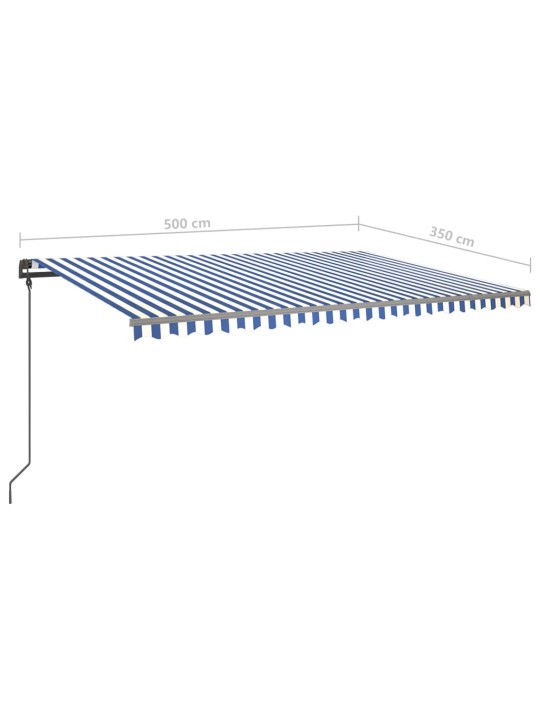 Automaatne varikatus, tuuleandur, led, 5x3,5 m sinine, valge