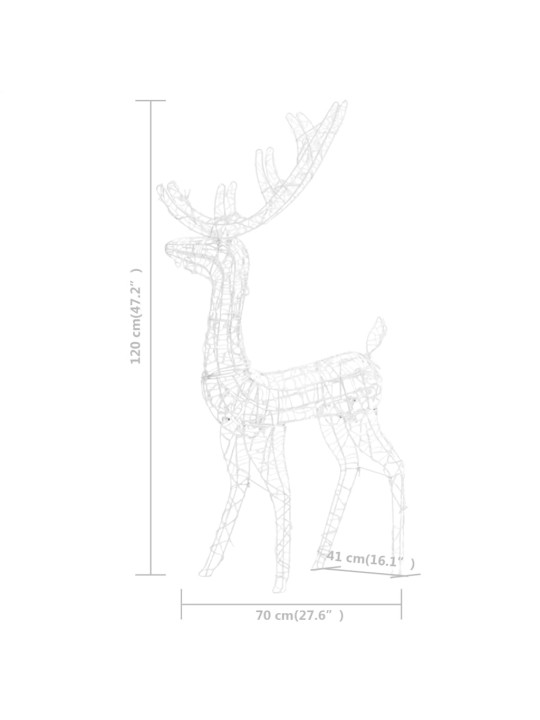 Akrüülist põhjapõder, 140 LEDi, 120 cm, külm valge