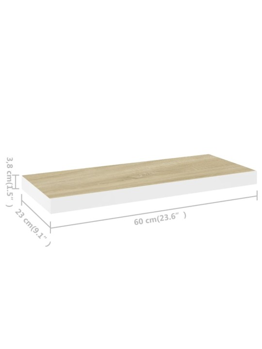 Seinariiulid, 2 tk, tamm ja valge, 60 x 23,5 x 3,8 cm mdf