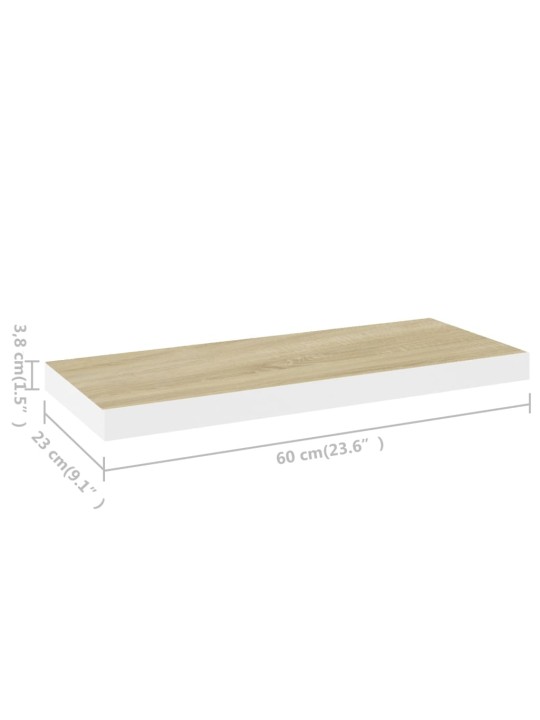 Seinariiulid, 4 tk, tamm ja valge, 60 x 23,5 x 3,8 cm mdf