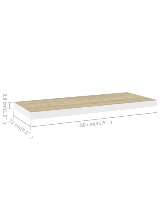 Seinariiulid, 2 tk, tamm ja valge, 80 x 23,5 x 3,8 cm mdf