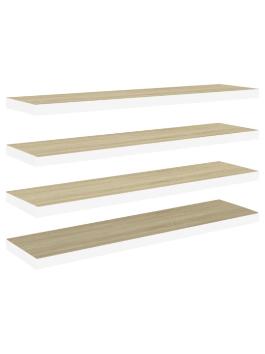 Seinariiulid, 4 tk, tamm ja valge, 90 x 23,5 x 3,8 cm MDF