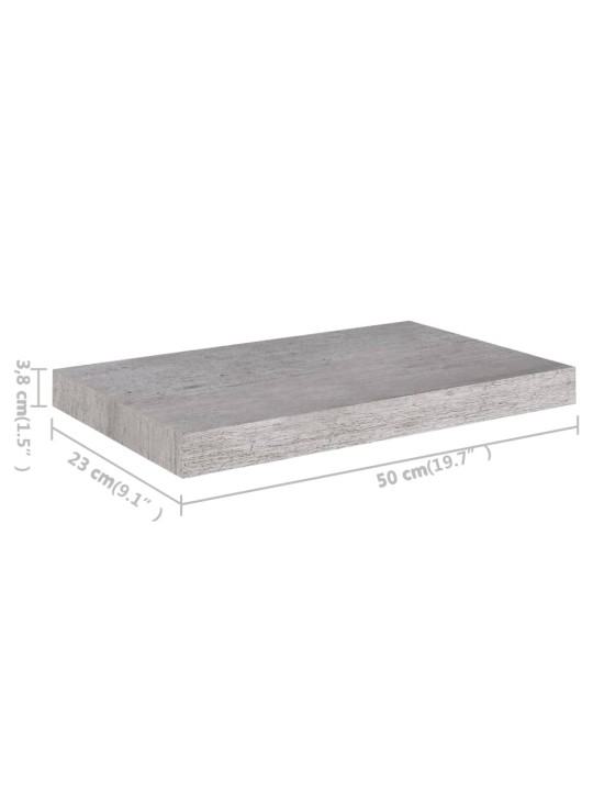 Seinariiulid, 2 tk, betoonhall, 50 x 23 x 3,8 cm mdf