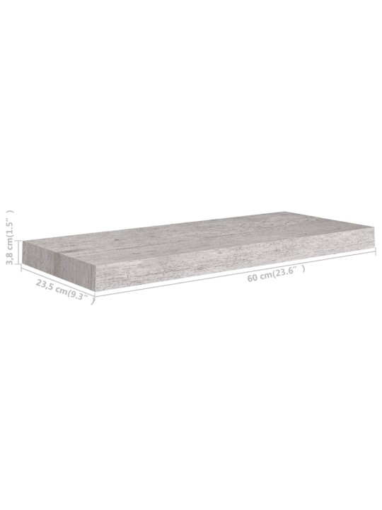 Seinariiulid, 2 tk, betoonhall, 60 x 23,5 x 3,8 cm mdf