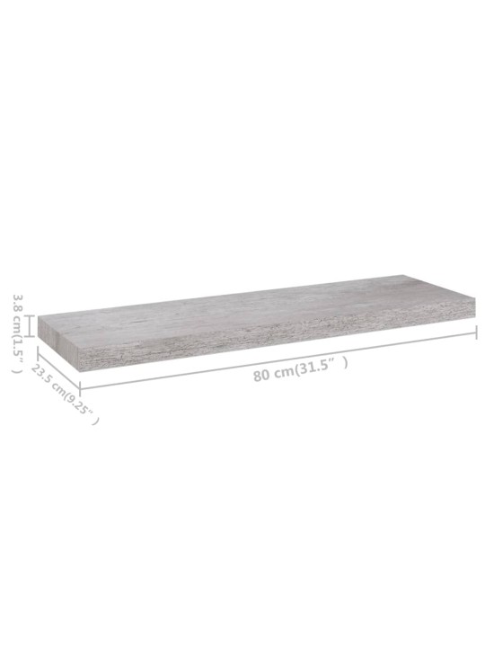 Seinariiulid 2 tk, betoonhall, 80 x 23,5 x 3,8 cm mdf