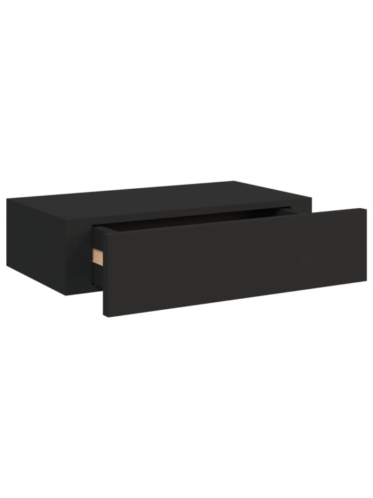 Sahtlitega seinariiulid, 2 tk, must, 40x23,5x10 cm mdf