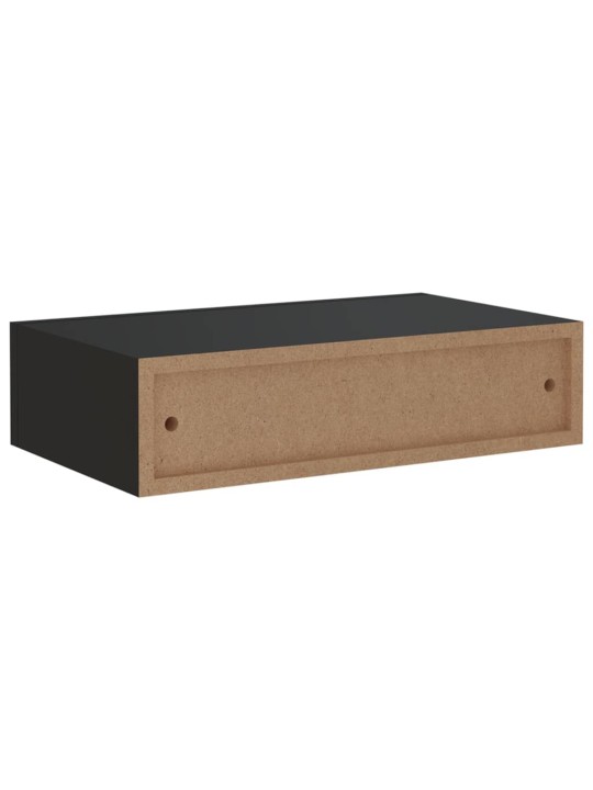 Sahtlitega seinariiulid, 2 tk, must, 40x23,5x10 cm mdf