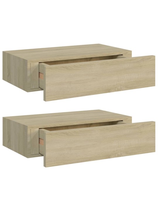 Sahtlitega seinariiulid, 2 tk, tamm, 40 x 23,5 x 10 cm mdf