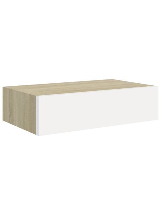 Sahtlitega seinariiulid, 2tk, tamm ja valge, 40x23,5x10 cm mdf