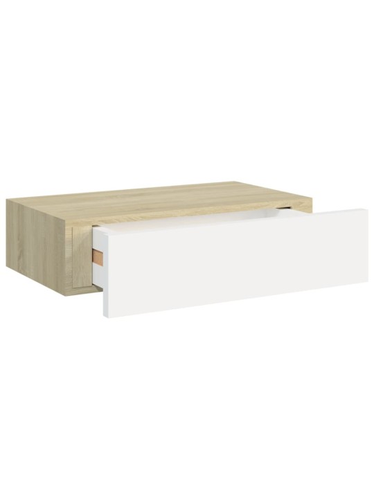 Sahtlitega seinariiulid, 2tk, tamm ja valge, 40x23,5x10 cm mdf