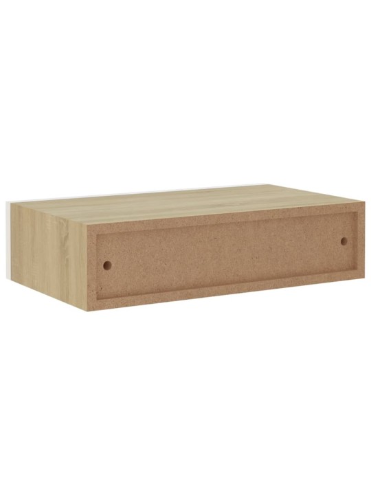 Sahtlitega seinariiulid, 2tk, tamm ja valge, 40x23,5x10 cm mdf