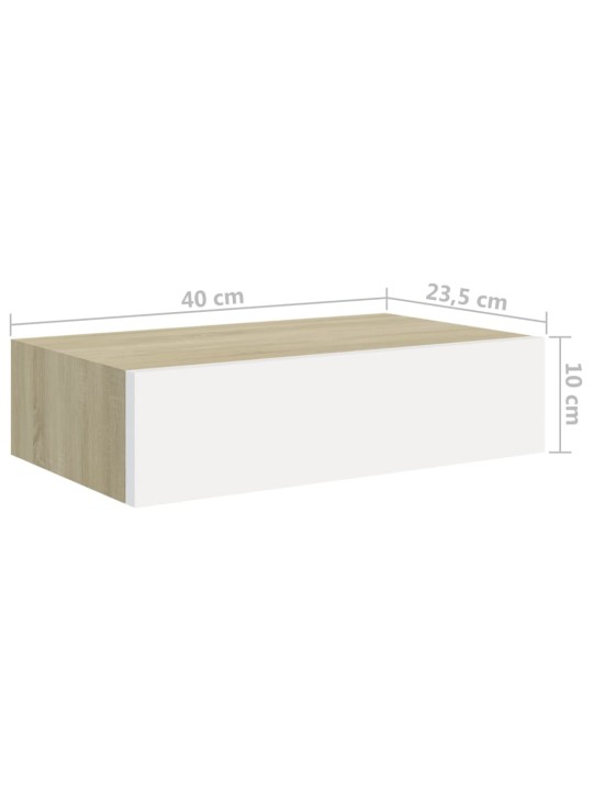 Sahtlitega seinariiulid, 2tk, tamm ja valge, 40x23,5x10 cm mdf