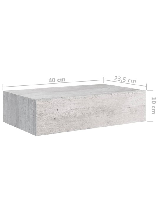 Sahtliga seinariiul, betoonhall 40 x 23,5 x 10 cm mdf