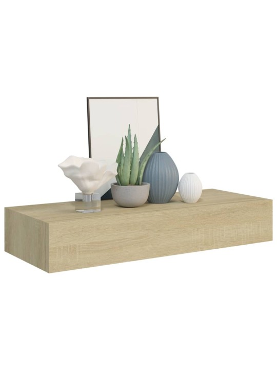 Sahtlitega seinariiulid, 2 tk, tamm, 60 x 23,5 x 10 cm, mdf