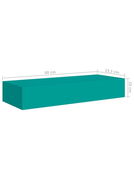 Sahtliga seinariiulid, 2 tk, sinine, 60x23.5x10cm, mdf