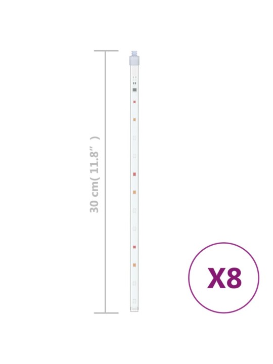 Meteoorvalgusti, 8 tk, 30 cm, värviline, 192 LEDi, tuppa/õue