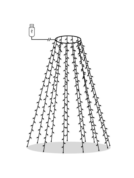 Kuusetuled, võrk, 150 ledi, külm valge valgus, 150 cm