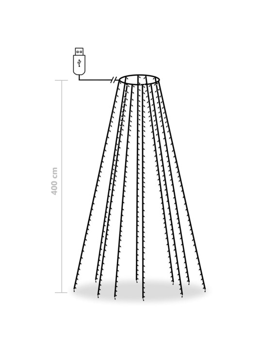 Kuusetuled, võrk, 400 LEDi, külm valge valgus, 400 cm