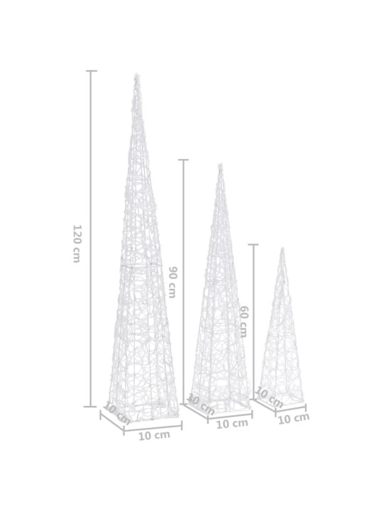 Akrüülist LED valguskoonusekomplekt, külm valge 60/90/120 cm