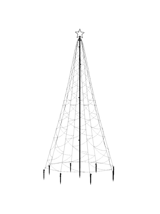 Jõulupuu metallist postiga, 500 LEDi, värviline, 3 m