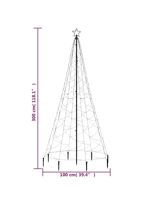 Jõulupuu metallist postiga, 500 LEDi, värviline, 3 m