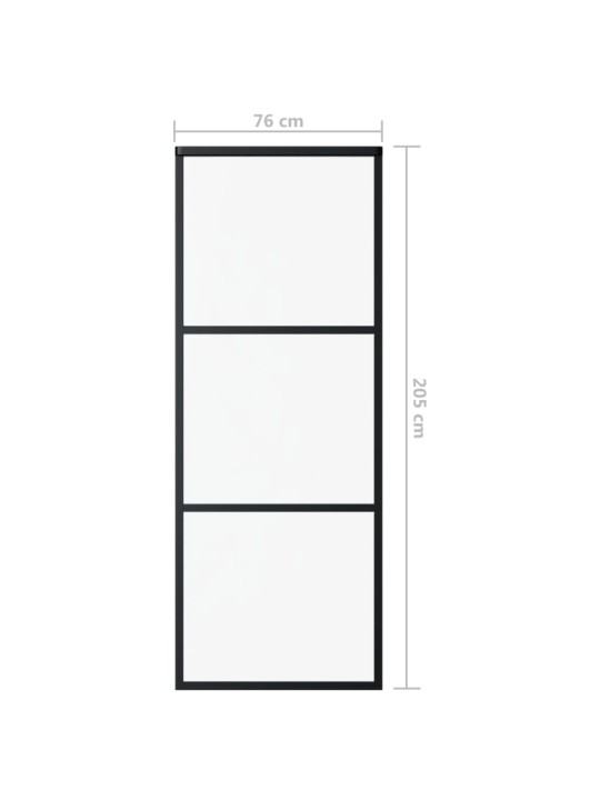 Liuguks, esg-klaas ja alumiinium, 76x205 cm, must