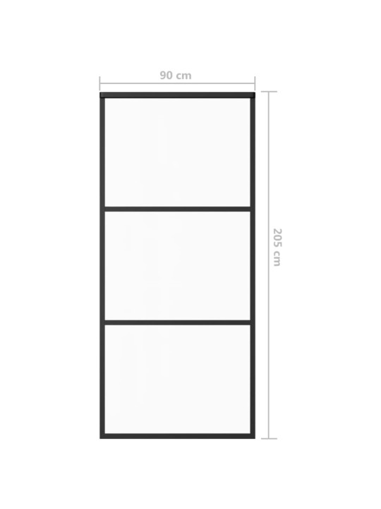 Liuguks, esg-klaas ja alumiinium, 90x205 cm, must