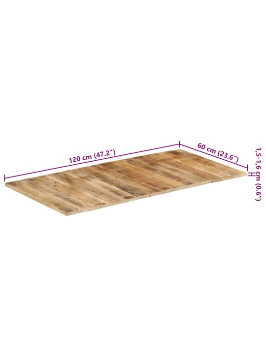 Lauaplaat 120 x 60 x (1,5 - 1,6) cm, töötlemata mangopuit