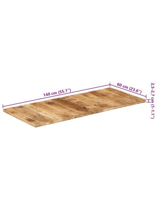 Lauaplaat 140 x 60 x (2,5 - 2,7) cm, töötlemata mangopuit