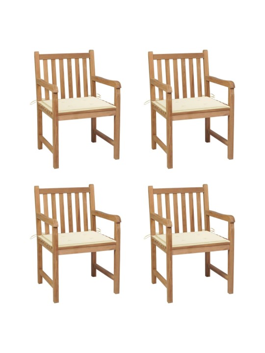 Aiatoolid, 4 tk, kreemjate istmepatjadega, tiikpuu