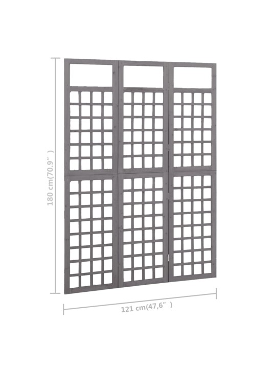 3 paneeliga sirm/ronitaimede alus,hall, kuusepuit, 121 x 180 cm