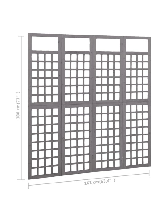 4 paneeliga sirm/ronitaimede alus, hall, kuusepuit, 161x180 cm