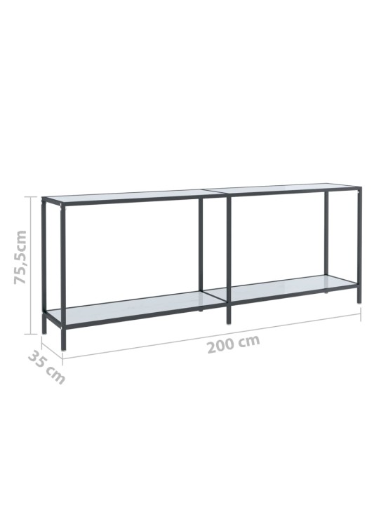 Konsoollaud, valge, 200 x 35 x 75,5 cm, karastatud klaas