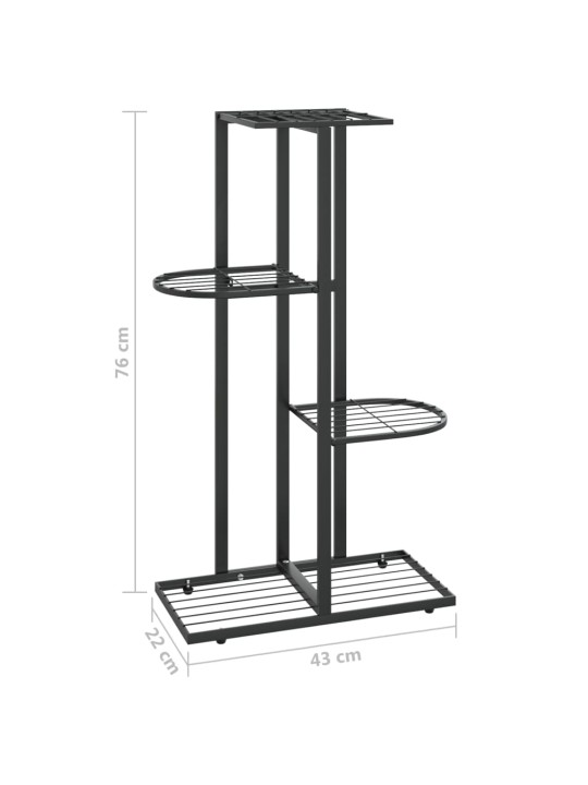 4-korruseline lillealus, 43x22x76 cm, must, metall