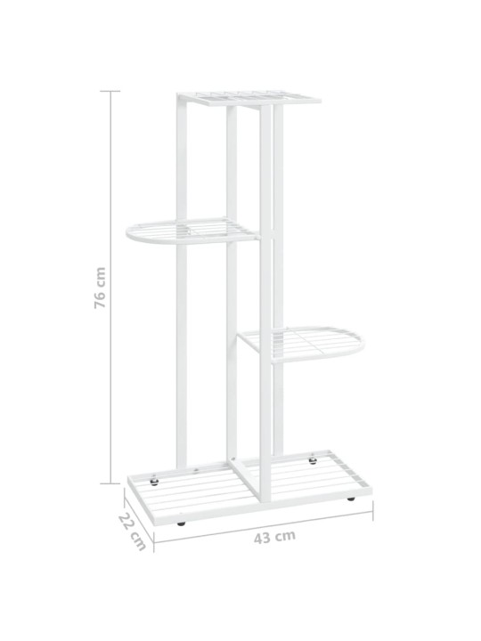 4-korruseline lillealus, 43x22x76 cm, valge, metall