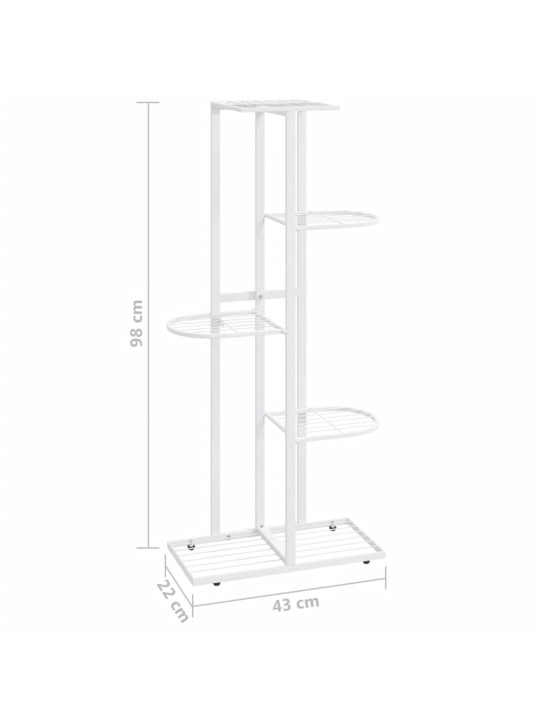 5-korruseline lillealus, 43x22x98 cm, valge, metall