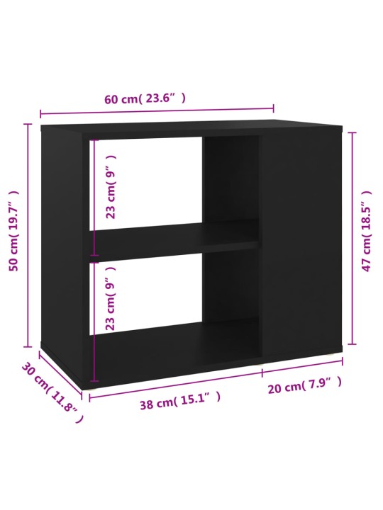 Külgkapp, must, 60 x 30 x 50 cm, puitlaastplaat
