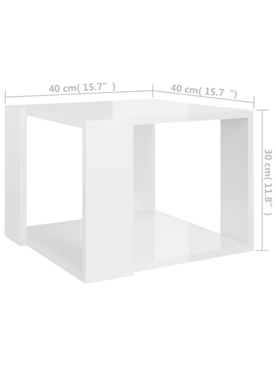 Kohvilaud, kõrgläikega valge, 40x40x30 cm, tehispuit