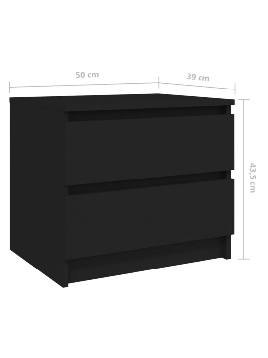 Öökapid 2 tk, must, 50x39x43,5 cm, puitlaastplaat